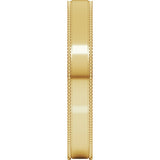 14K Yellow Gold 3 mm Milgrain Stepped-Edge Comfort-Fit Flat Band Size 5.5