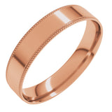 14K Rose 4 mm Milgrain Stepped-Edge Comfort-Fit Flat Band Size 11