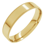 14K Yellow 4 mm Milgrain Stepped-Edge Comfort-Fit Flat Band Size 7.5