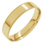 18K Yellow Gold 4 mm Milgrain Stepped-Edge Comfort-Fit Flat Band Size 6.5