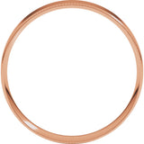 14K Rose 4 mm Milgrain Stepped-Edge Comfort-Fit Flat Band Size 11