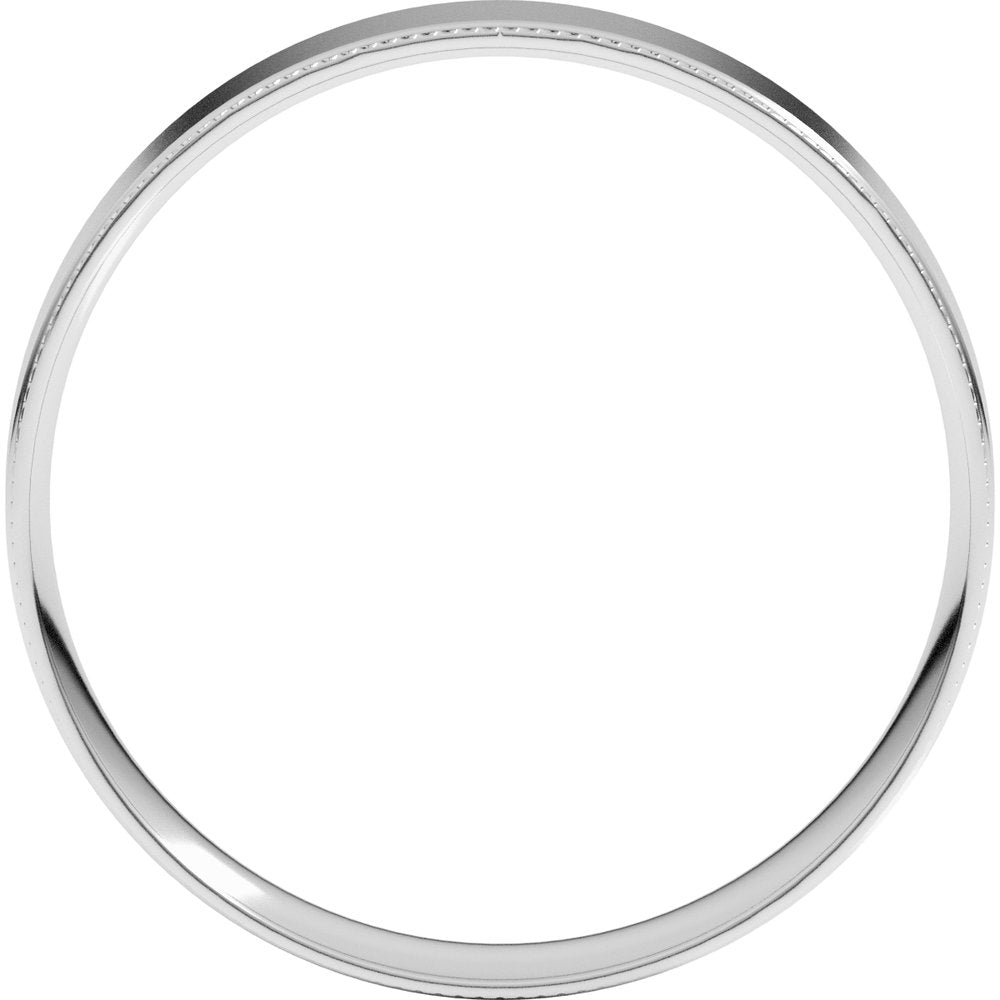 14K White Gold 4 mm Milgrain Stepped-Edge Comfort-Fit Flat Band Size 7