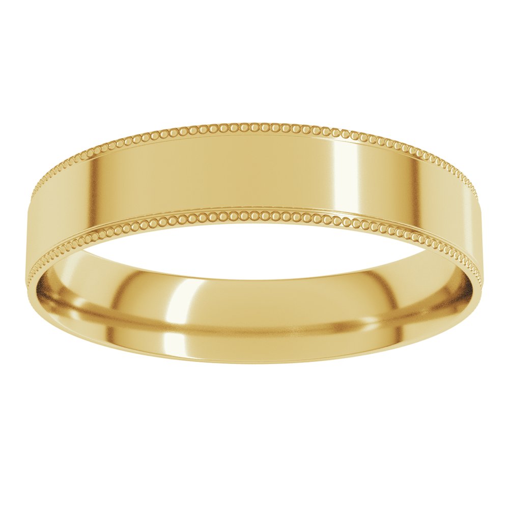 18K Yellow Gold 4 mm Milgrain Stepped-Edge Comfort-Fit Flat Band Size 6.5