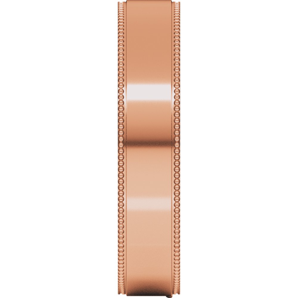 14K Rose 4 mm Milgrain Stepped-Edge Comfort-Fit Flat Band Size 11
