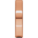 14K Rose 4 mm Milgrain Stepped-Edge Comfort-Fit Flat Band Size 11