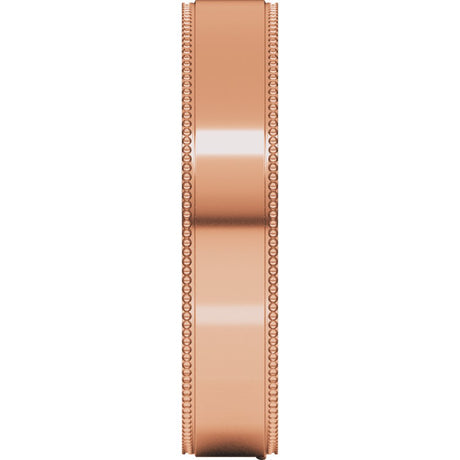 14K Rose 4 mm Milgrain Stepped-Edge Comfort-Fit Flat Band Size 11