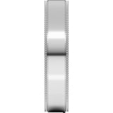 Platinum 4 mm Milgrain Stepped-Edge Comfort-Fit Flat Band Size 10