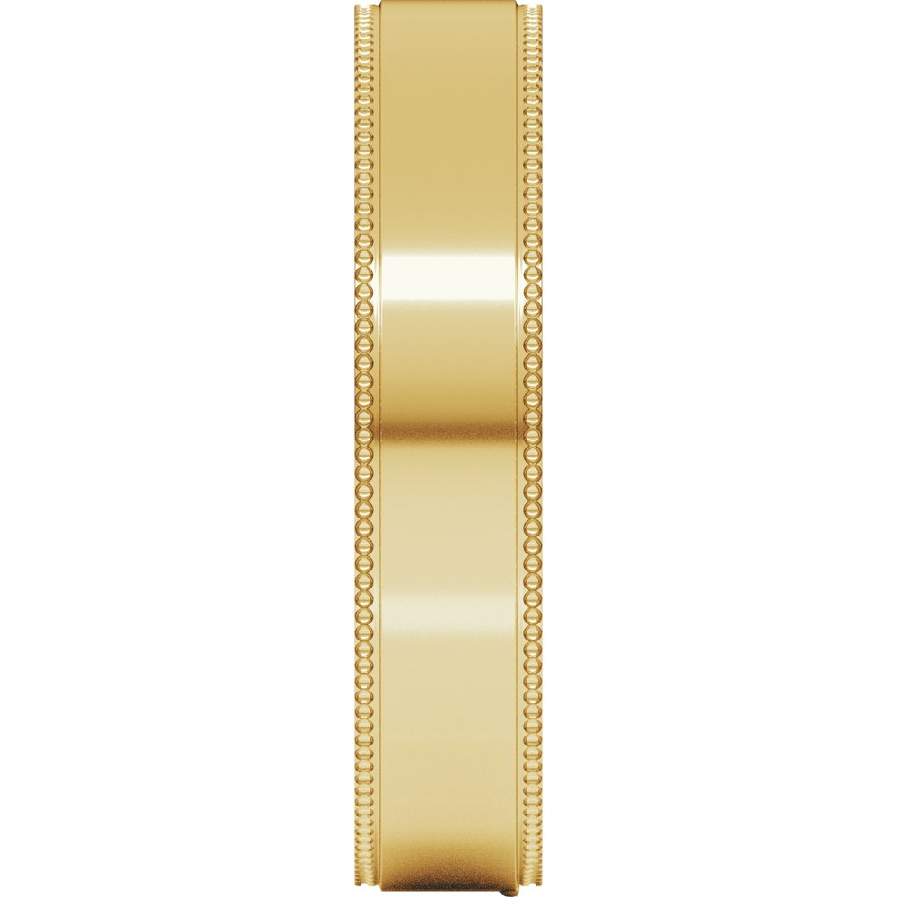 18K Yellow Gold 4 mm Milgrain Stepped-Edge Comfort-Fit Flat Band Size 6.5