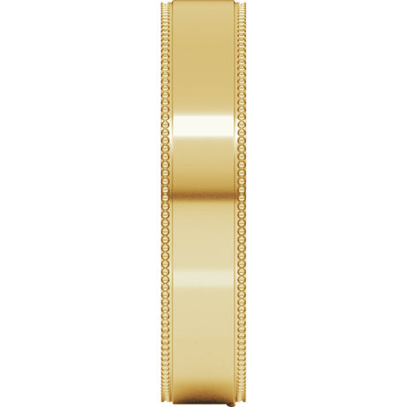 14K Yellow Gold 4 mm Milgrain Stepped-Edge Comfort-Fit Flat Band Size 7.5