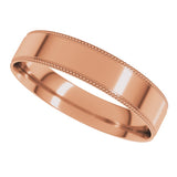 14K Rose 4 mm Milgrain Stepped-Edge Comfort-Fit Flat Band Size 11