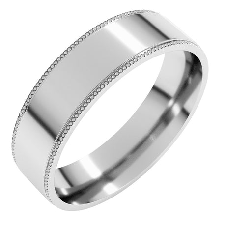 Sterling Silver 5 mm Milgrain Stepped-Edge Comfort-Fit Flat Band Size 8