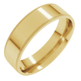 10K Yellow Gold 5 mm Milgrain Stepped-Edge Comfort-Fit Flat Band Size 13