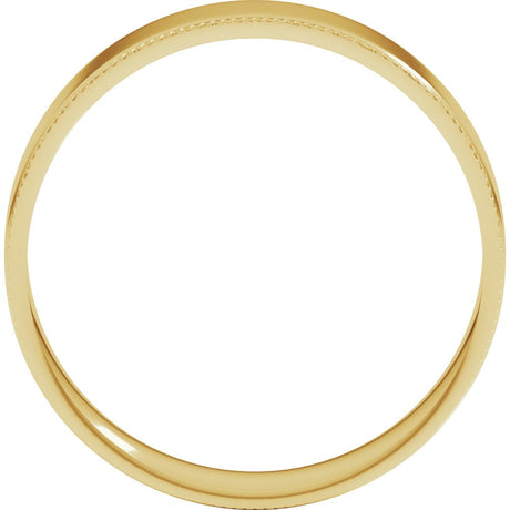 14K Yellow 5 mm Milgrain Stepped-Edge Comfort-Fit Flat Band