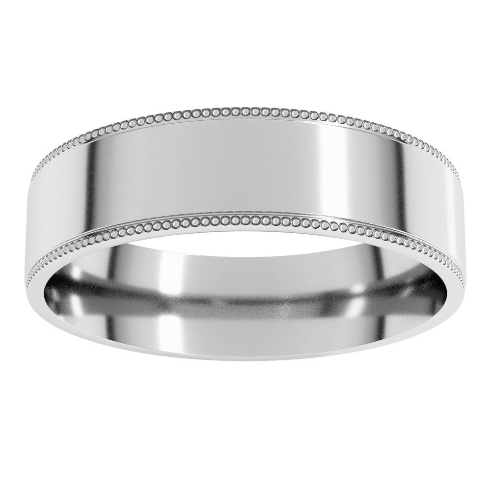 Platinum 5 mm Milgrain Stepped-Edge Comfort-Fit Flat Band Size 10.5