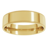 14K Yellow 5 mm Milgrain Stepped-Edge Comfort-Fit Flat Band