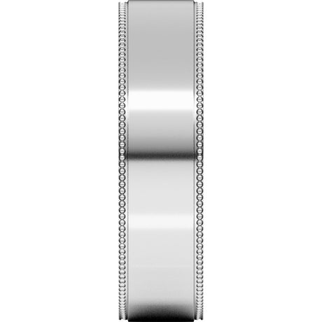 10K White Gold 5 mm Milgrain Stepped-Edge Comfort-Fit Flat Band Size 8