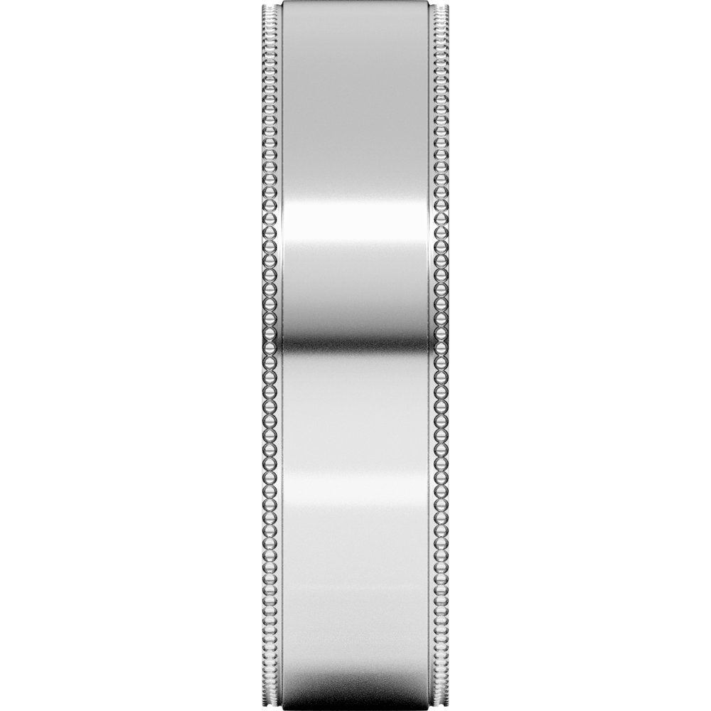 Platinum 5 mm Milgrain Stepped-Edge Comfort-Fit Flat Band Size 10.5
