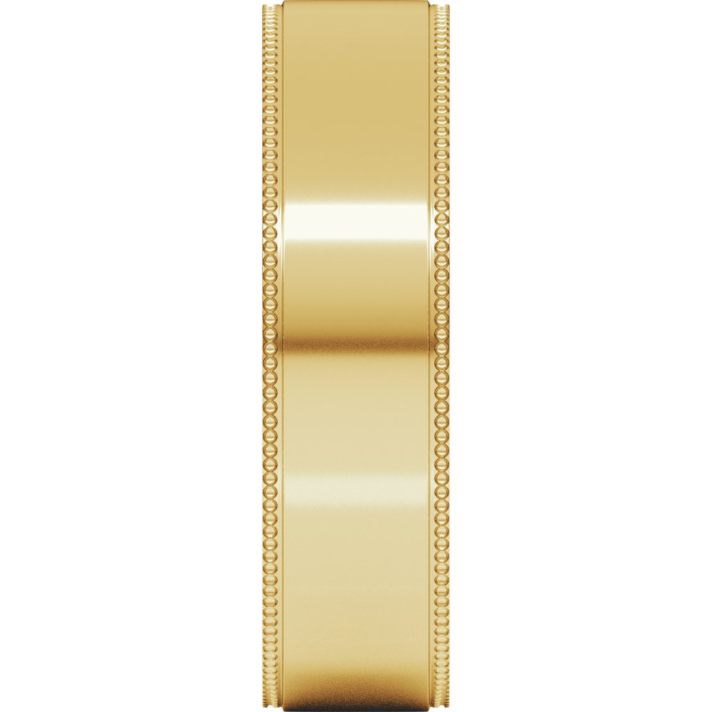 14K Yellow 5 mm Milgrain Stepped-Edge Comfort-Fit Flat Band
