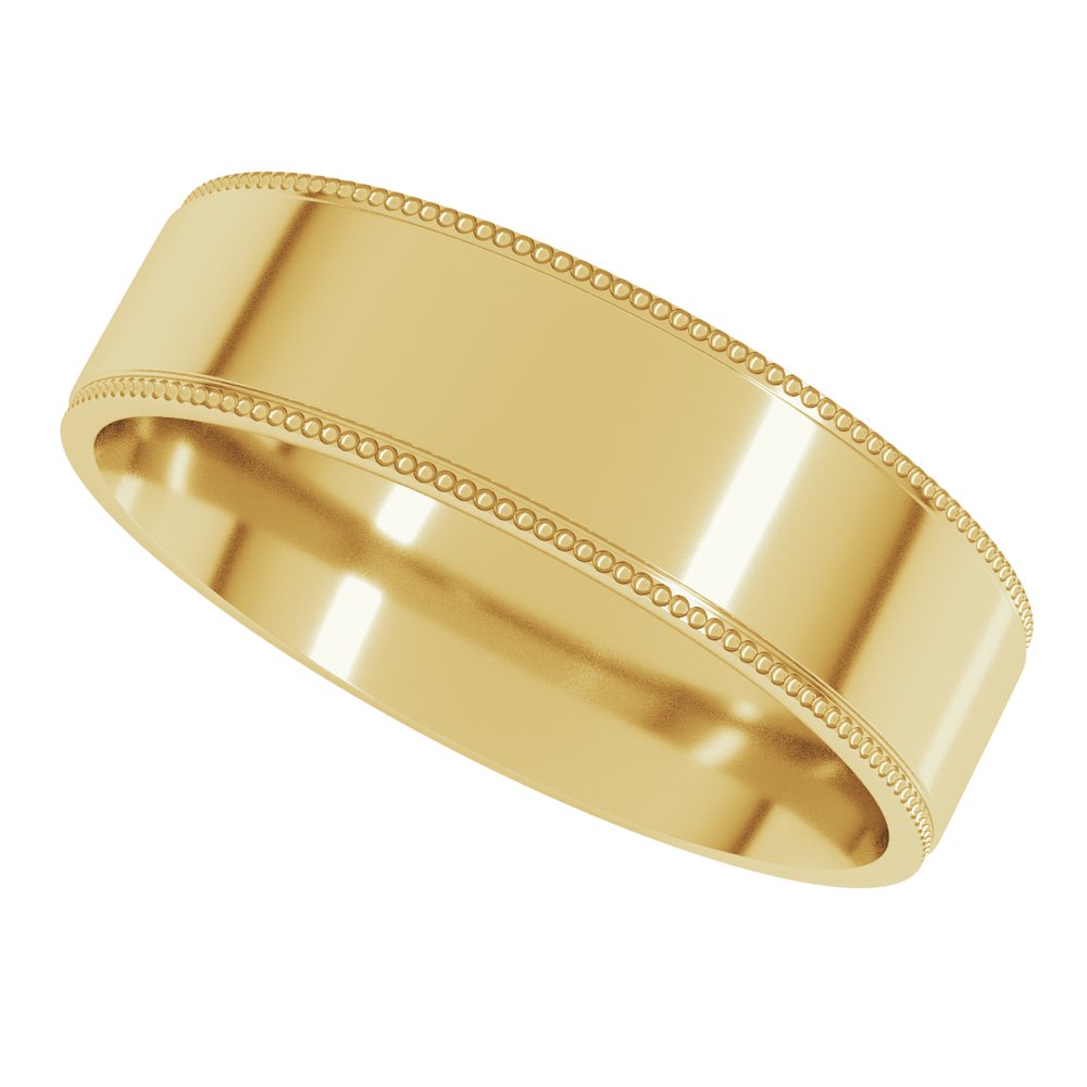 14K Yellow 5 mm Milgrain Stepped-Edge Comfort-Fit Flat Band