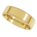 14K Yellow Gold 5 mm Milgrain Stepped-Edge Comfort-Fit Flat Band Size 8.5