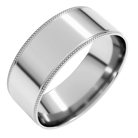 Sterling Silver 7 mm Milgrain Stepped-Edge Comfort-Fit Flat Band Size 7.5
