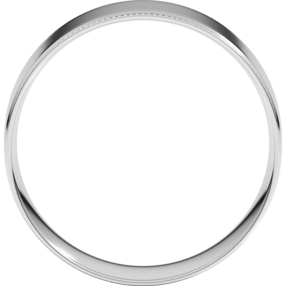 14K White Gold 7 mm Milgrain Stepped-Edge Comfort-Fit Flat Band Size 11.5