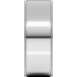 14K White Gold 7 mm Milgrain Stepped-Edge Comfort-Fit Flat Band Size 11.5