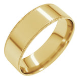 14K Yellow 6 mm Milgrain Stepped-Edge Comfort-Fit Flat Band Size 11