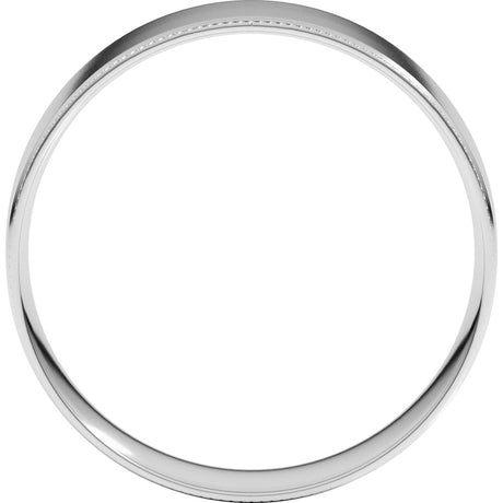 14K White Gold 6 mm Milgrain Stepped-Edge Comfort-Fit Flat Band Size 8.5