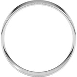 14K White Gold 6 mm Milgrain Stepped-Edge Comfort-Fit Flat Band Size 8.5