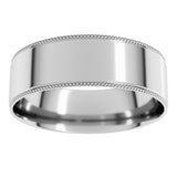 14K White Gold 6 mm Milgrain Stepped-Edge Comfort-Fit Flat Band Size 8.5