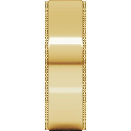 14K Yellow 6 mm Milgrain Stepped-Edge Comfort-Fit Flat Band