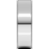 14K White Gold 6 mm Milgrain Stepped-Edge Comfort-Fit Flat Band Size 8.5