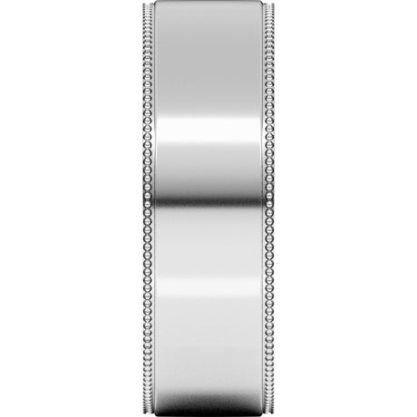 14K White Gold 6 mm Milgrain Stepped-Edge Comfort-Fit Flat Band Size 8.5