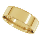 10K Yellow Gold 6 mm Milgrain Stepped-Edge Comfort-Fit Flat Band Size 10