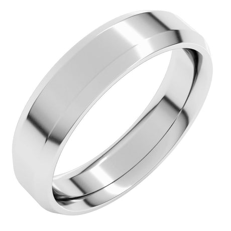 14K White Gold 5 mm Beveled-Edge Comfort-Fit Flat Band Size 8.5
