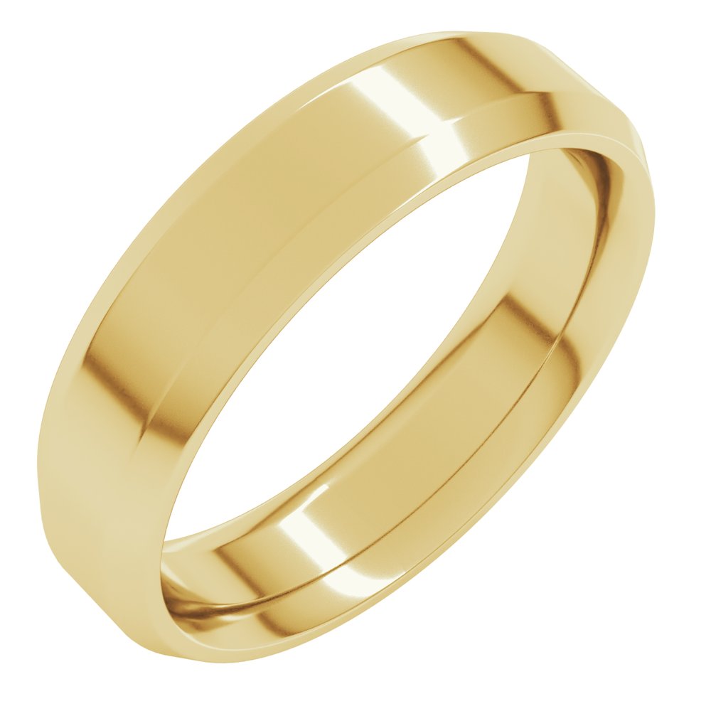 10K Yellow Gold 5 mm Beveled-Edge Comfort-Fit Flat Band Size 7.5