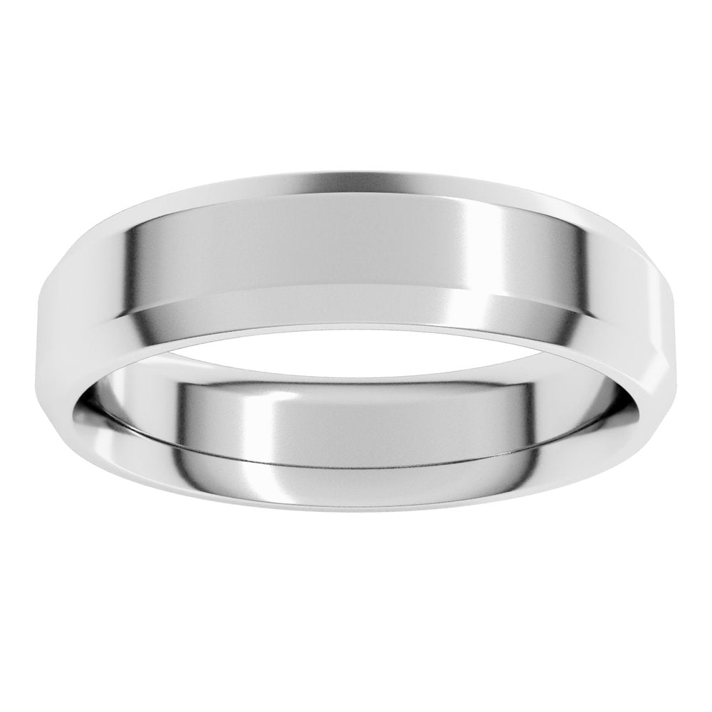 14K White Gold 5 mm Beveled-Edge Comfort-Fit Flat Band