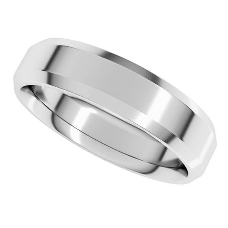 14K White 5 mm Beveled-Edge Comfort-Fit Band