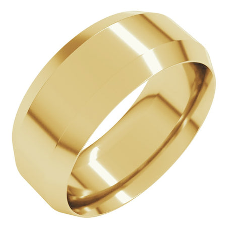 10K Yellow Gold 8 mm Beveled-Edge Comfort-Fit Flat Band Size 10
