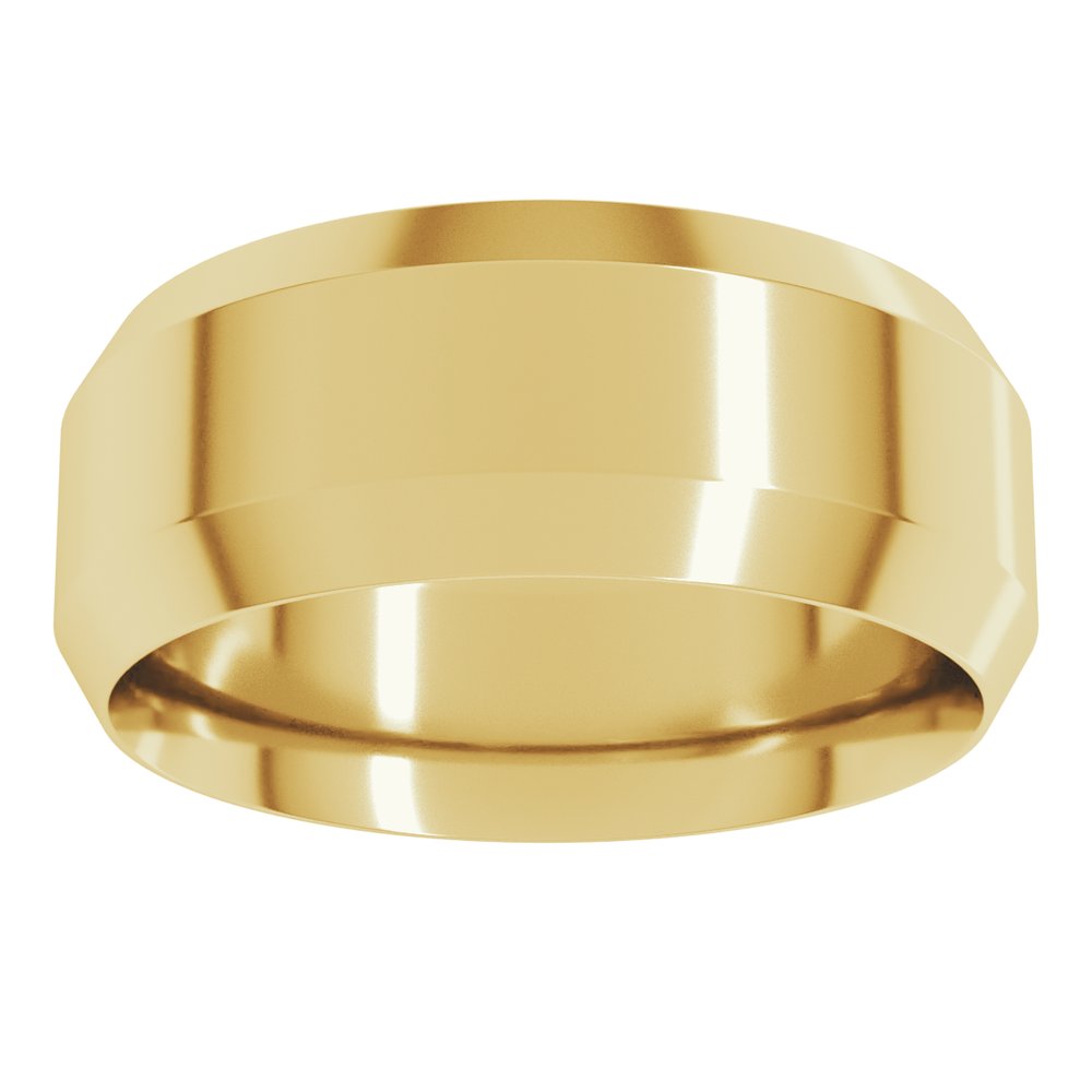 14K Yellow Gold 8 mm Beveled-Edge Comfort-Fit Flat Band Size 10