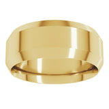 14K Yellow Gold 8 mm Beveled-Edge Comfort-Fit Flat Band Size 10