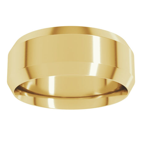 10K Yellow Gold 8 mm Beveled-Edge Comfort-Fit Flat Band Size 10