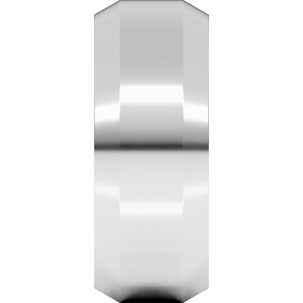 14K White Gold 8 mm Beveled-Edge Comfort-Fit Flat Band Size 10