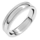 14K White 5 mm Extra Large Milgrain Comfort-Fit Half Round Band Size 10