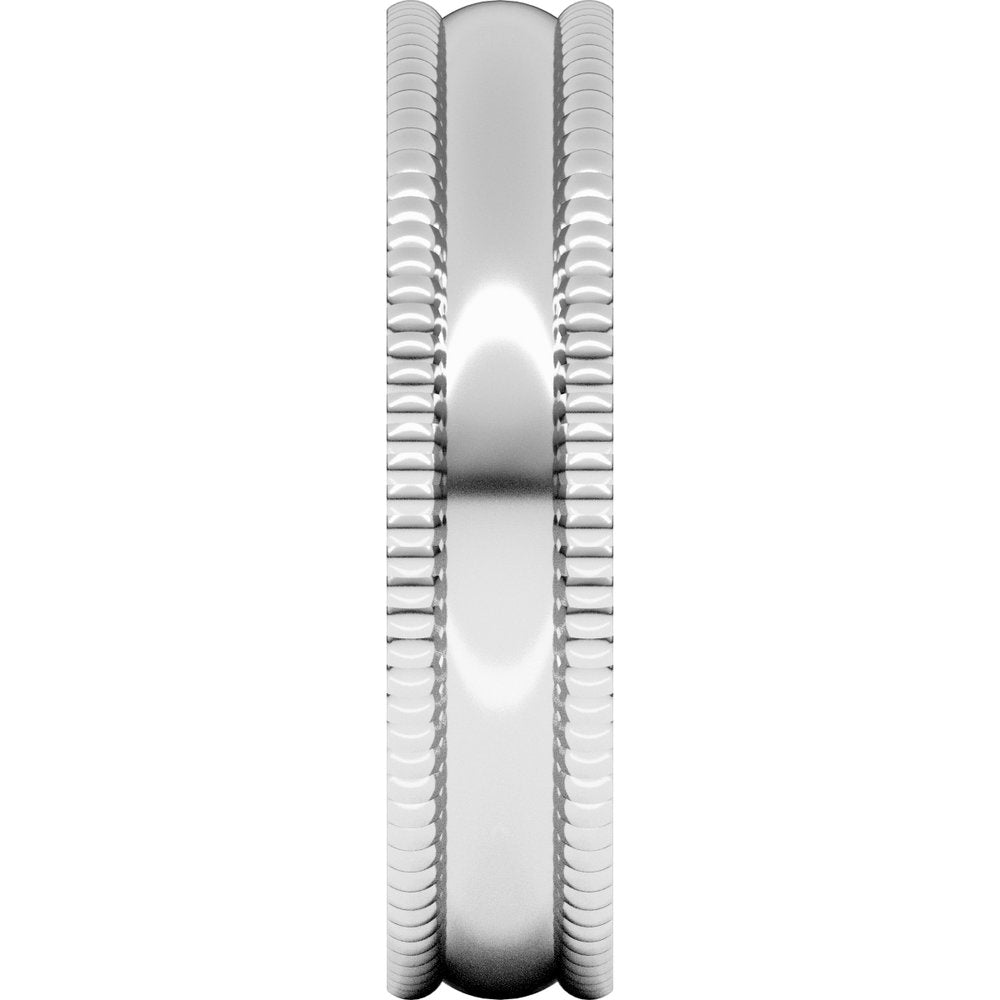 14K White 5 mm Extra Large Milgrain Comfort-Fit Half Round Band Size 10
