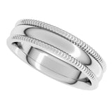 14K White 5 mm Extra Large Milgrain Comfort-Fit Half Round Band Size 10