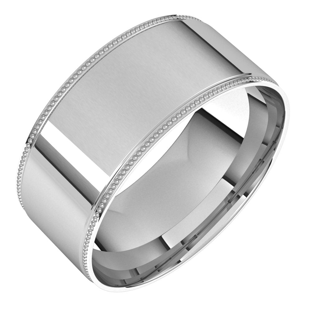 Sterling Silver 8 mm Milgrain Stepped-Edge Comfort-Fit Flat Band Size 7.5