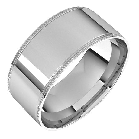 Sterling Silver 8 mm Milgrain Stepped-Edge Comfort-Fit Flat Band Size 7.5