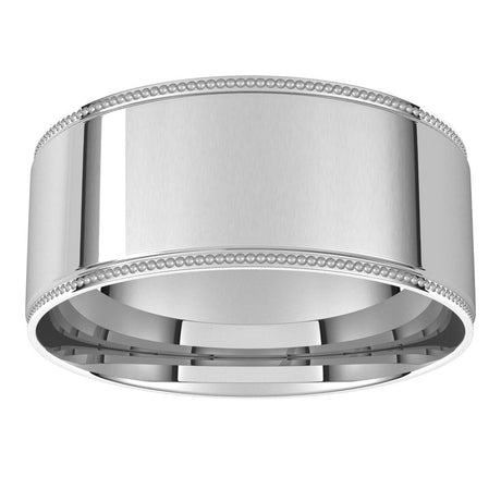 Sterling Silver 8 mm Milgrain Stepped-Edge Comfort-Fit Flat Band Size 7.5